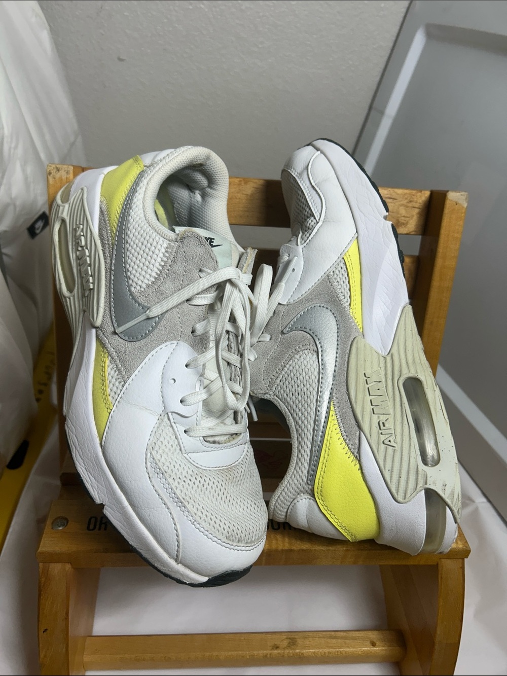 Nike Women’s Sneakers in White, Light Gray and Yellow